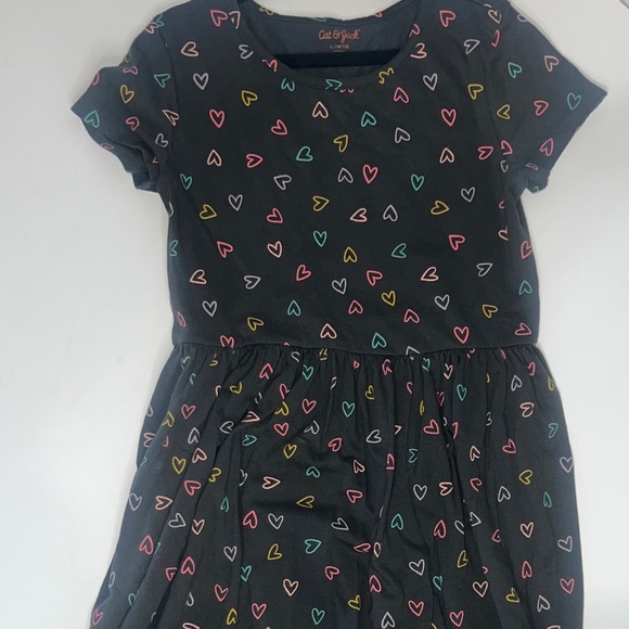 Cat & Jack Other - Girls 10/12 Cat & Jack Charcoal Dress with Vibrant Heart Design